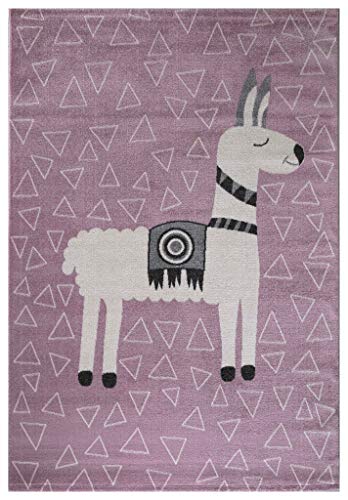 Tapijtenloods Candy Lama Teppich Kinderteppich Pink / Weiß Flachflor - 160x230 cm