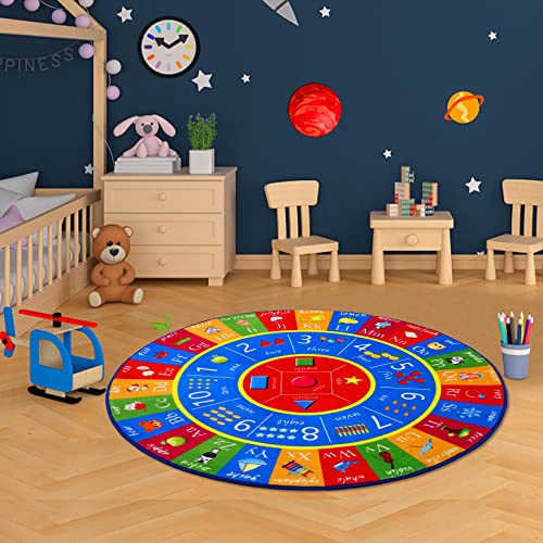 MillePark ABC Alphabet Kinderteppich, 3D Pattern Zahlen und Formen Teppich, Pädagogisches Lernen...