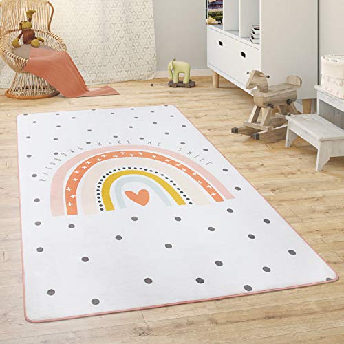 Paco Home Kinderteppich Teppich Kinderzimmer Spielmatte Babymatte rutschfest Modern Tiere Regenbogen...