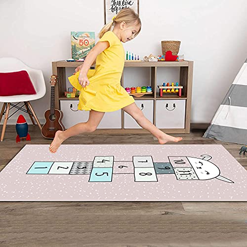 Candy101 Kinderteppich Mädchen Jungen Spielteppich Hüpfkästchen Design Spielmatte rutschfest...