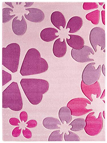 Luxor Living Spielteppich Flair Carving - Kinderteppich Mädchen mit Blumen Design - ideal als...