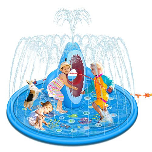Splash Pad, Wasser Spielmatte mit Sandsacks Fun Game, Ufanore 170 cm Wassermatte, Sommer Wasserspielmatte Outdoor, Sprinkler Play Matte für Kinder, Hund