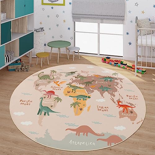 TT Home Kinderteppich Babyzimmer Teppich Kinderzimmer rutschfest Tiere Weltkarte Autos, Farbe:Grün...