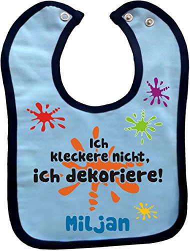 Kleiner Fratz Baby Lätzchen mit Saum personalisiert mit Namen - ICH KLECKERE NICHT, ICH DEKORIERE