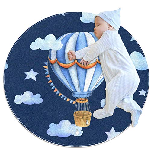 Runder Teppich Cartoon Heißluftballon Kinder Spielmatte Spieldecke Teppich Kinderzimmer...