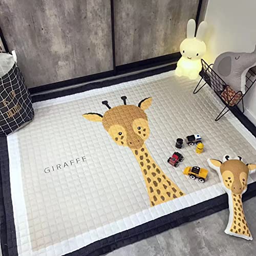 Krabbeldecke für Baby 145x195 cm Cartoon Tier Giraffe Baby Krabbeldecke mit 100% Baumwolle...