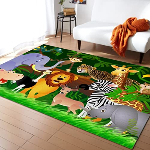 DONGCHAO Dschungel Cartoon Tier Teppich Giraffe Löwe Teppich Wohnzimmer Dekoration Teppich...