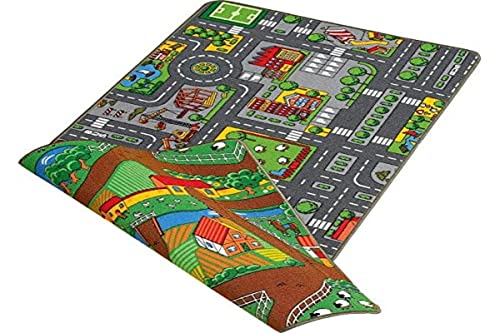 Duoplay 100x190 A4 Wende-Spielteppich, City oder Farm
