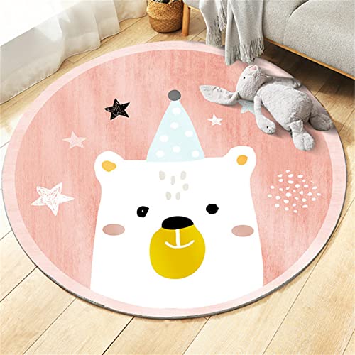 Kinderteppich Rund Faux Lammwolle Kinderteppich rutschfest Cartoon Tiere Babyteppich Weiche...