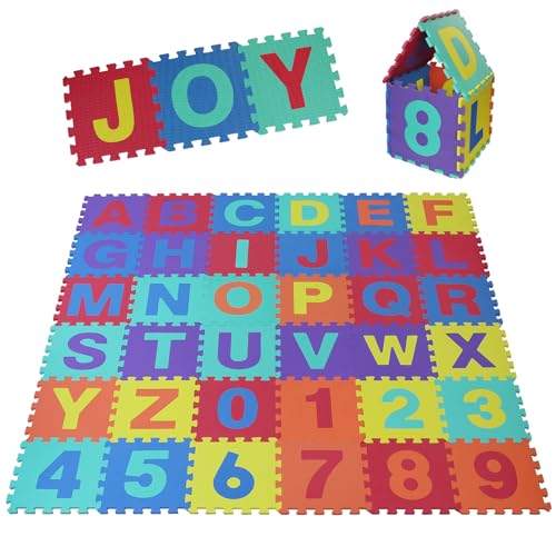 ALPIDEX Kinder Puzzlematten 86-teilig | Buchstaben & Zahlen | 36 Matten - 30 x 30 x 1cm |...