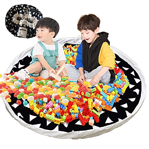 Baumwoll Kinderspielzeug Aufbewahrung - Kordelzug Aufbewahrungs-Matte Spielzeug Aufräumsack für Schnellere Aufräumung