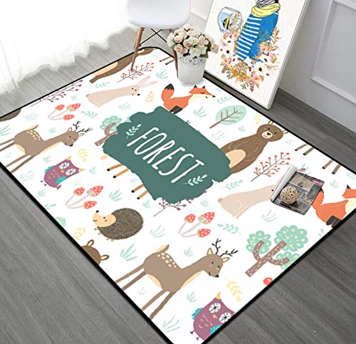 Kinderteppich Cartoon Tier Wald Freunde Kinder Teppiche Babyzimmer Spielen Krabbeln Boden Decke 120cmx170cm