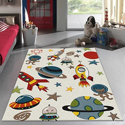 Weltraum Teppich Weltall Astronaut Teppich Modern Raketen Planeten Weltall Design Kinderzimmer Kinderteppich Jungen Mädchen Kinderzimmer