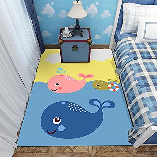Kinderteppich Teppich Kinderzimmer Spielmatte Spielteppich Cartoon-Tier-Wal-Muster 160x280CM (5'3''x9'2'')