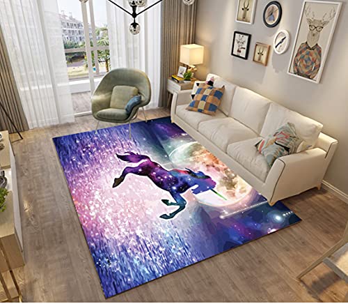 3D Galaxis Einhorn Pferd Tier Muster Kinder Mädchen Jungen Teppich Schlafzimmer Dekorativ...