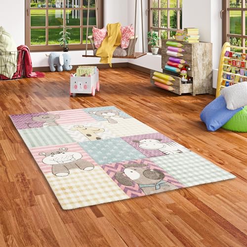 Maui Kinder Teppich Kids Bunt Kinderzoo in 5 Größen