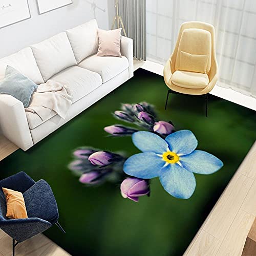 Teppich, GRÜNE LILA Blaue Blume, Teppich Wohnzimmer, Teppich Kinderzimmer, Outdoor Teppich, Teppich...