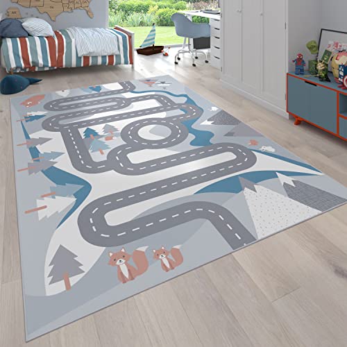 Paco Home Teppich Kinderzimmer Kinderteppich Spielteppich Junge Mädchen Tiere Straßen Muster...