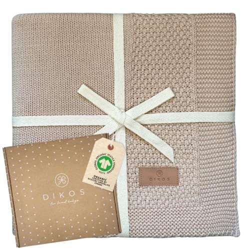 DIKOS® Babydecke *100%* GOTS Bio Baumwolle Cappuccino | weiche Neugeborenen Decke Mädchen/Junge...