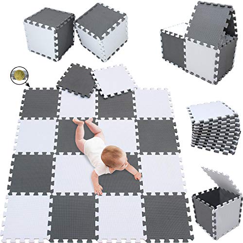 meiqicool Puzzlematte Baby Matte Spielmatte Krabbelmatte Kinder Eva Foam Play Mat 18 teilig,...
