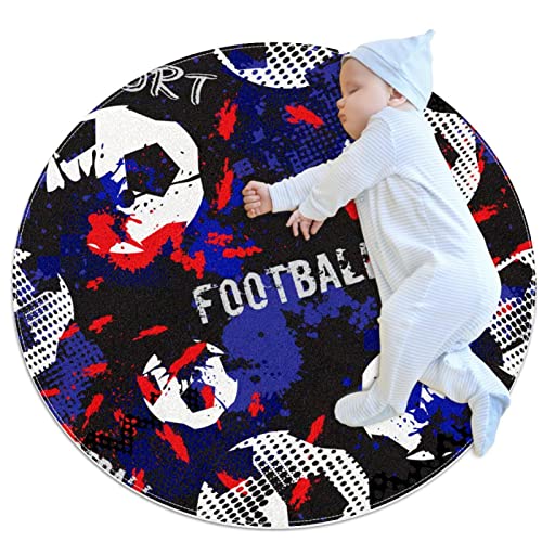 Kinderteppich Fußball Runde Matte Für Kinderzimmer Krabbelmatte Rutschfesten Für Kinderzimmer Jungen Und Mädchen 70x70cm