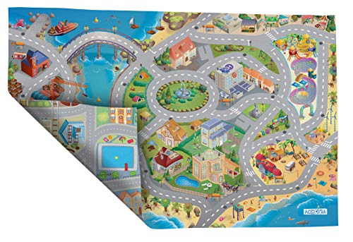 House of Kids – 94074 – Spiel-Teppich, Umkehrbar – Motiv: Straßen am Meer