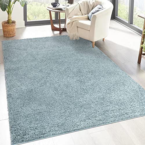 carpet city Shaggy Hochflor Teppich - 120x170 cm - Türkis - Langflor Wohnzimmerteppich - Einfarbig...