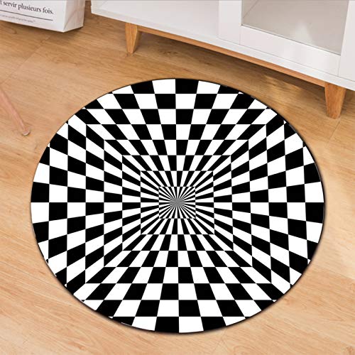 3D Runder Teppich,Illusionsteppich Rund 3D Bodenmatte Optischer Tücher Teppich, Kreative Runde...
