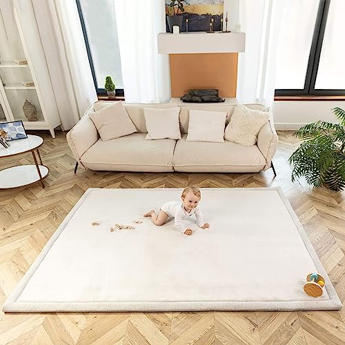 Hakuna Matte Korallen Samtmatte-Spielmatte für Baby 200x150x2cm, Grau – Krabbeldecke für Baby...