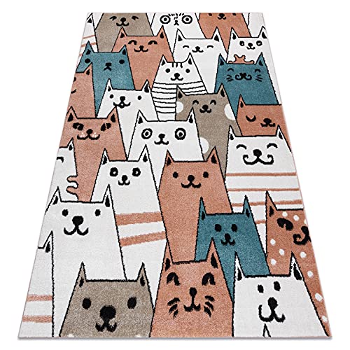 Teppich Fun Gatti Kinderteppich für Babyzimmer, Spielteppiche, Kinderzimmer, Moderne, Katzen, Tiere...