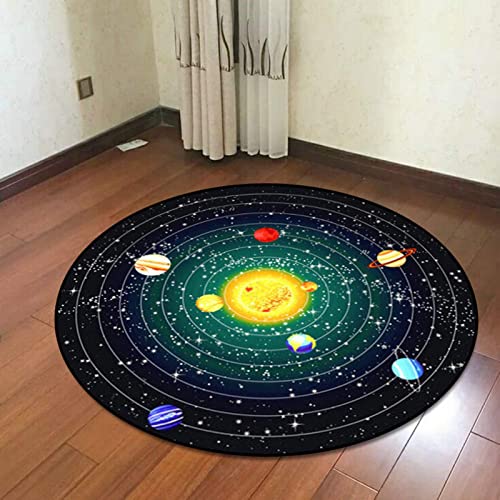 SXFYWYM Kinderteppich Sonnensystem Pädagogische Spielmatte Cartoon Space Universe Planet Teppich...