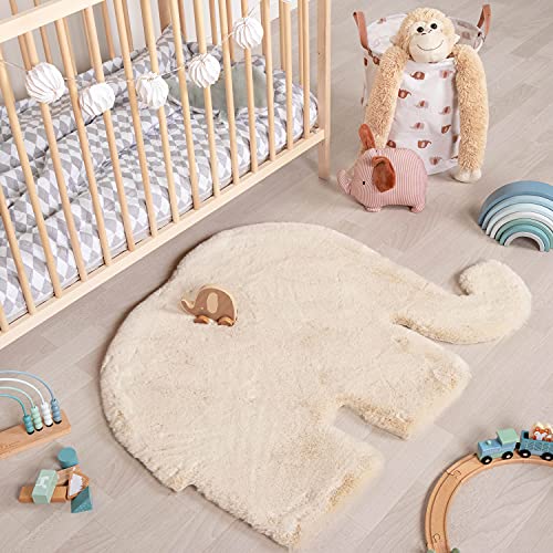 FRAAI | Home & Living Kinderteppich - Huggy Elefant Creme 80x100cm - - Einfarbig, Tier - Modern -...