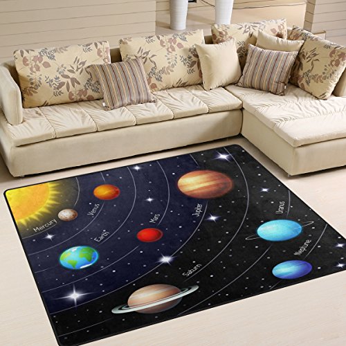 Use7 Magic Sonnensystem Planet Universum Star Area Teppich für Wohnzimmer Schlafzimmer 160 cm x 122 cm