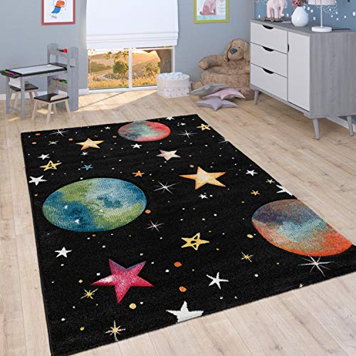 Paco Home Kinder-Teppich, Spiel-Teppich Für Kinderzimmer Mit Weltall-Motiv, In Schwarz, Grösse:160x230 cm