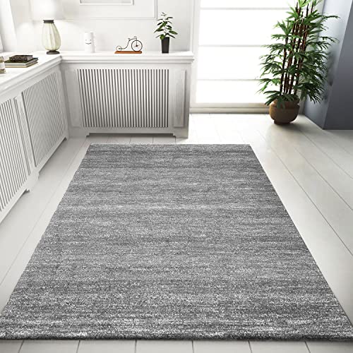 VIMODA Teppich Modern Grau Kurzflor Meliert Farbecht Pflegeleicht, Maße:120 x 170 cm