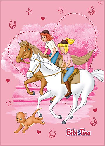 Kinderteppich Bibi und Tina Freunde rosa/pink 100 x 130 cm rutschhemmend lärmhemmend...