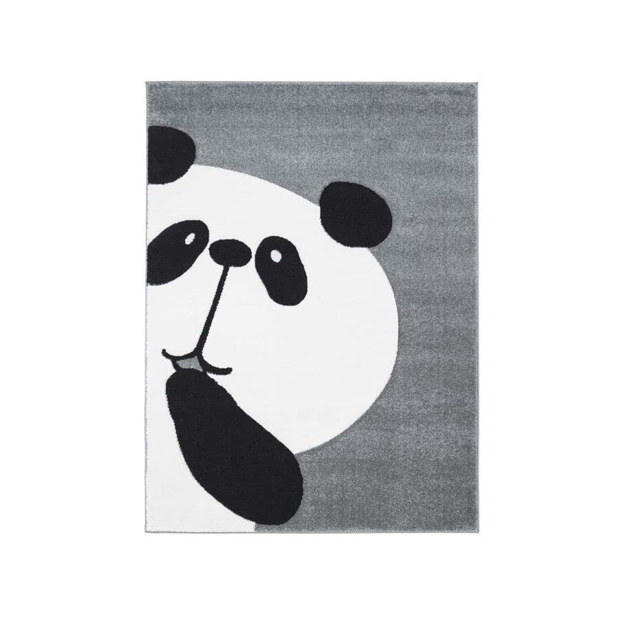 carpet city Kinderteppich Flachflor Bueno Panda-Bär in Grau mit Konturenschnitt, Glanzgarn für...