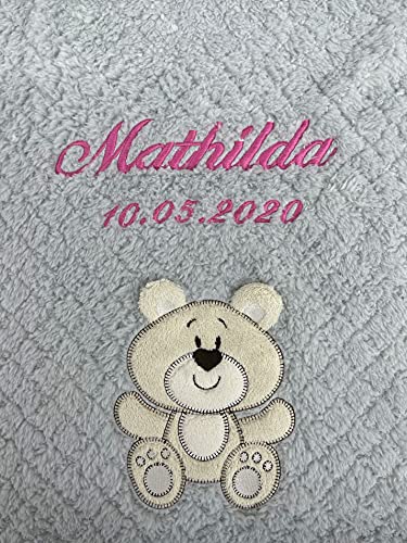 KIDDI-MEDIA Babydecke (Name leuchtet im Dunkeln) personalisiert mit Name und Geburtsdatum / mit...