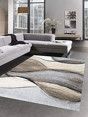 CARPETIA Designer Teppich Moderner Teppich Wohnzimmerteppich Kurzflor braun grau beige Größe...