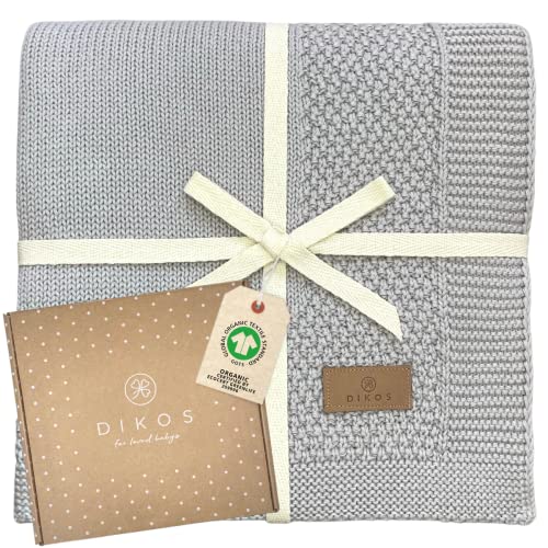 DIKOS® Babydecke aus *100%* GOTS Bio Baumwolle grau | Herbst/Winter Neugeborenen Baby Decke |...