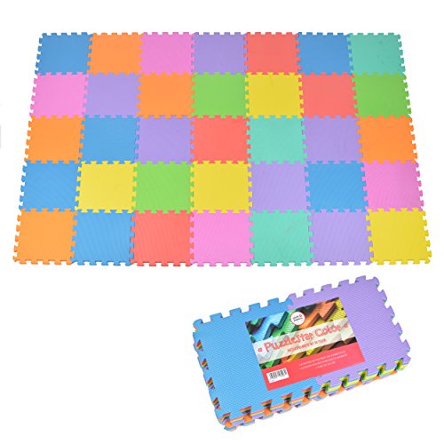 Pink Papaya Puzzlematte Kids Color, 36 TLG. Puzzlematte für Kinder aus rutschfestem Eva - große Spielmatte zusammensteckbar, jedes Teil 30 x 30 x 1 cm - Bunte Kinderteppich zum Puzzeln