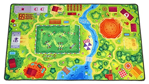 HuggyPlay Spielteppich Ponyhof Kinderteppich 90 x 150 cm