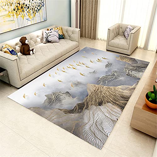 Kunsen Teppich Teppich rund kinderzimmer Gelb grau Abstrakte Gekritzel Berg Wasser Gemälde Design...