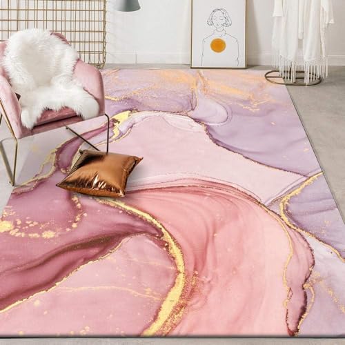 Teppich Modern Kurzflor 120x160 Designer Wohnzimmer Teppich Rosa Lila Abstrakter Stil Teppich für...