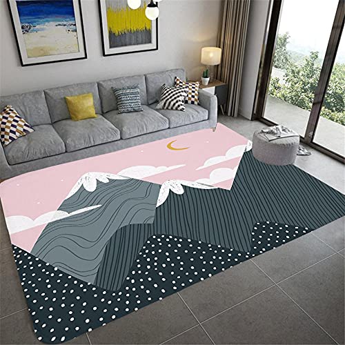 IOWLDMW Kinderteppich Teppichbodenmatte für den Heimbereich Rosa Graue Kreative Berge Bereich Teppich 3D Effekt für Wohnzimmer Badezimmer Waschbar rutschfest 200 x 300 cm