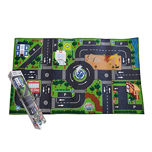 Kids Globe Spielteppich mit Straßen (leuchtende LED-Ampeln, Kinder-Teppich mit Anti-Rutsch-Boden, Größe 120x72 cm)