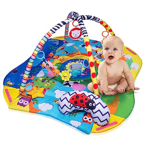 LIONELO Anika Plus Spielmatte, Baby, Spieldecke Baby, Krabbeldecke für Baby Spielbogen für Babys,...