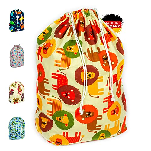 Bunte Köpfe - Kinder Kuscheltiere Aufbewahrung, Spielzeugsack, Spielzeugtasche, Aufräumsack,...