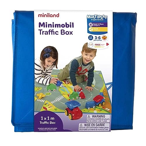 Spieldecke, Verkehrsspiel Minimobil Traffic Box, zusammenklappbar zu einer Box, 100 x 100cm-97096