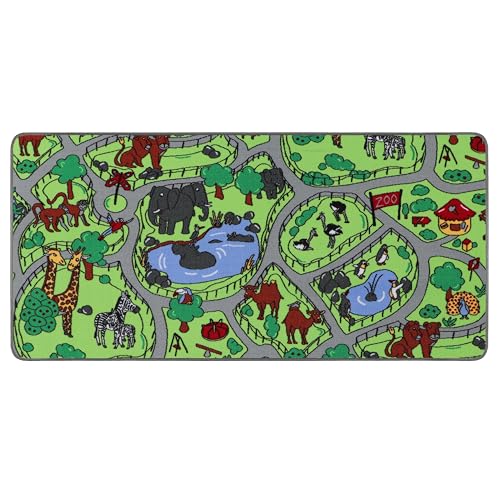 Primaflor Interaktiver Spielteppich Zoo - 140x200 cm, Made in Europe Kinderteppich mit Tiermotiv,...